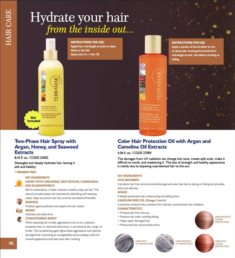 Terramar Hair Oil for Color-Treated Hair – UV Protection, Color Fade Defense & Shine Boost – with Argan & Camelina Oils, Hydrating Leave-In Treatment – 120 ml - Image 3